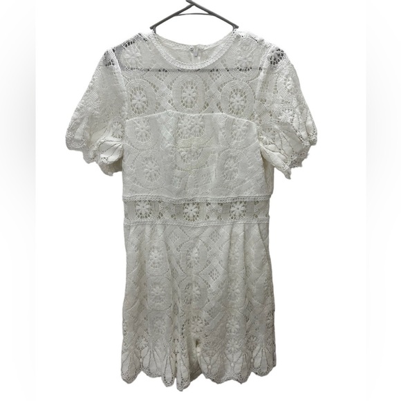 Shoshanna Desse White Lace Illusion Romper Size 8 - Picture 4 of 10